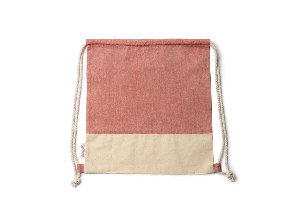 Рюкзак-мешок LUANDA из переработанного хлопка, натуральный/красный - фото 1 - id-p111820858