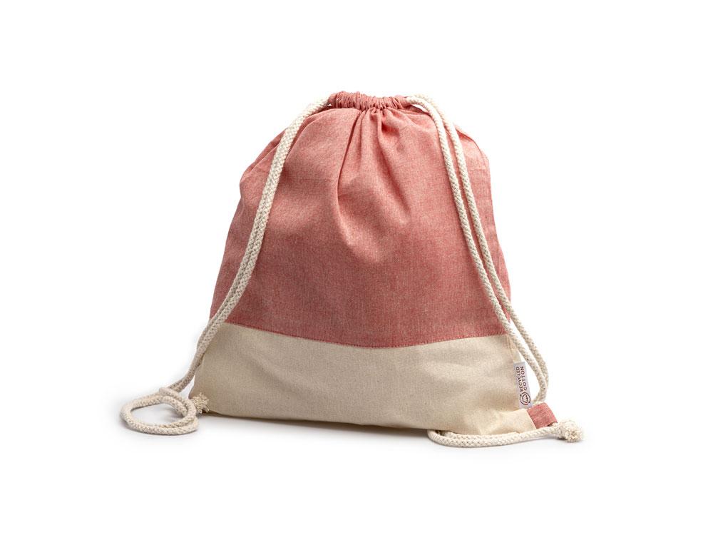 Рюкзак-мешок LUANDA из переработанного хлопка, натуральный/красный - фото 5 - id-p111820858