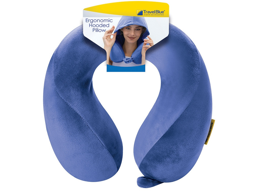 Подушка для путешествий с эффектом памяти, с капюшоном Hooded Tranquility Pillow, синий - фото 2 - id-p111815876