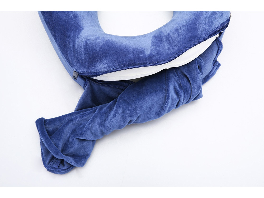 Подушка для путешествий с эффектом памяти, с капюшоном Hooded Tranquility Pillow, синий - фото 3 - id-p111815876