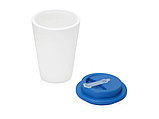 Пластиковый стакан Take away с двойными стенками и крышкой с силиконовым клапаном, 350 мл, белый/голубой, фото 2