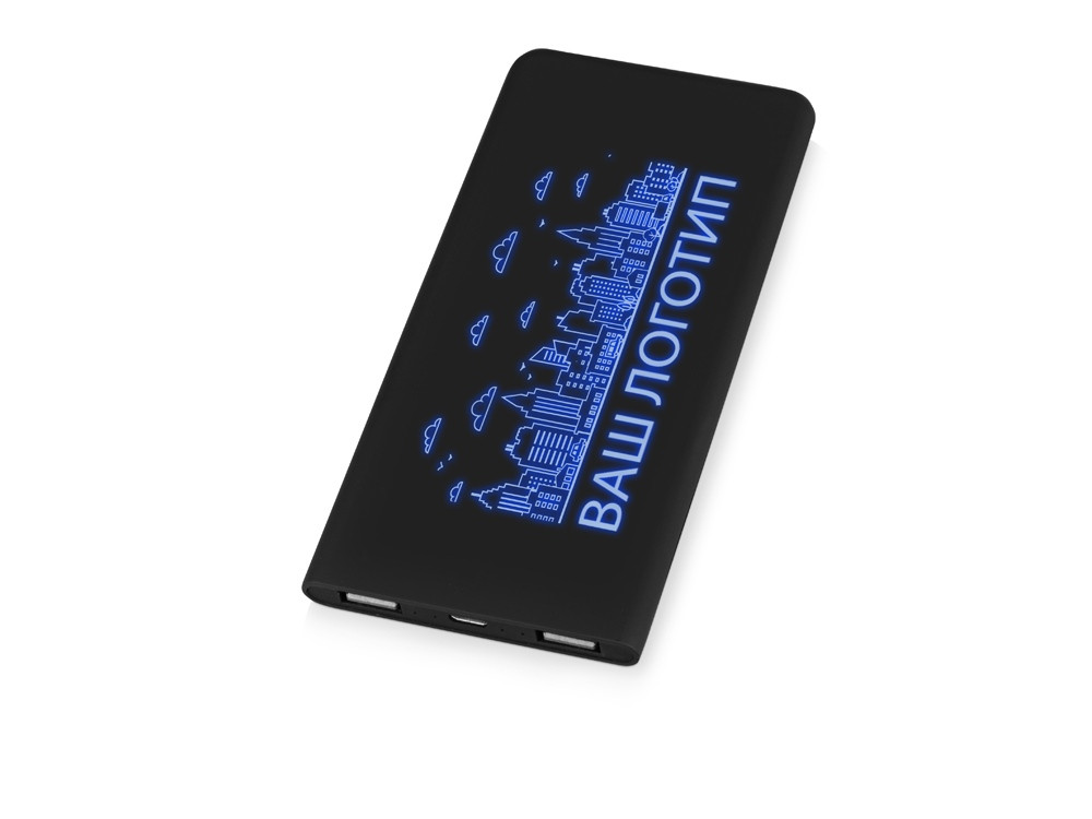 Портативное зарядное устройство с синей подсветкой логотипа Faros, soft-touch, 4000 mAh - фото 1 - id-p111792944