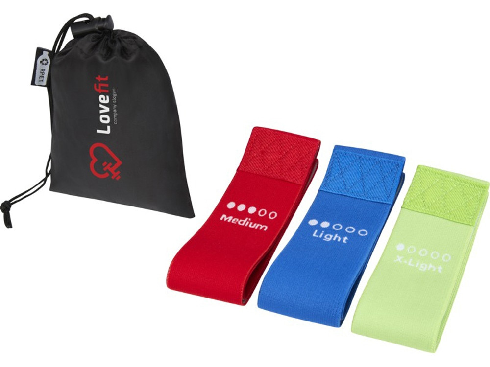 Olivia комплект из 3 лент для йоги в чехле из переработанного РЕТ-пластика, многоцветный - фото 5 - id-p111802954