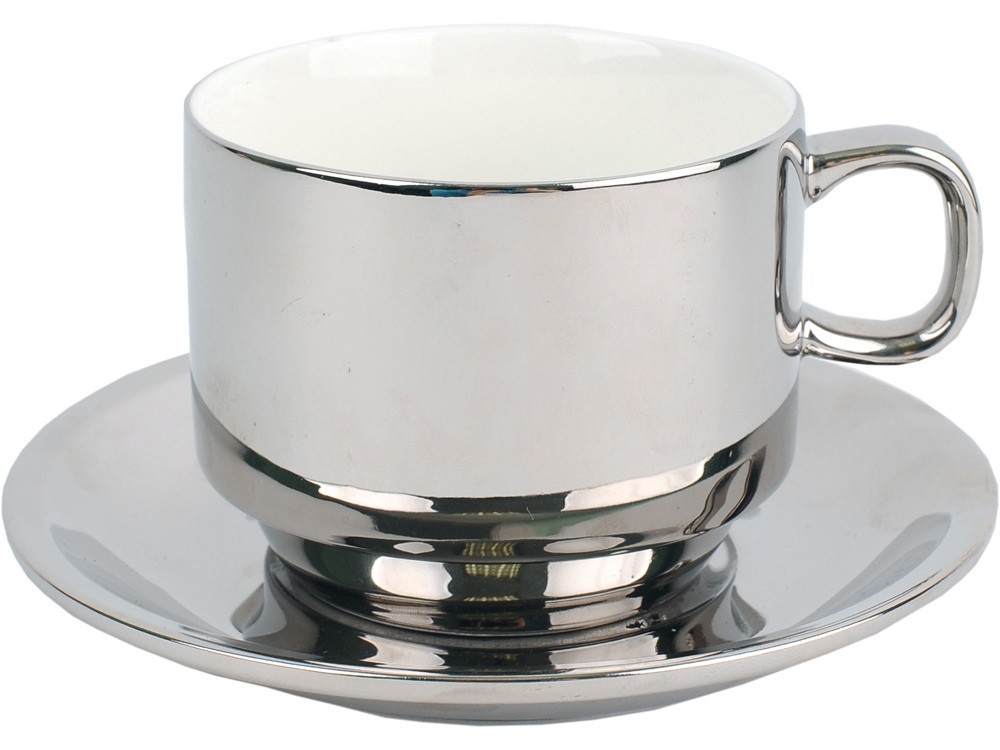 Серебряная чайная пара: чашка на 250 мл с блюдцем - фото 1 - id-p111783956