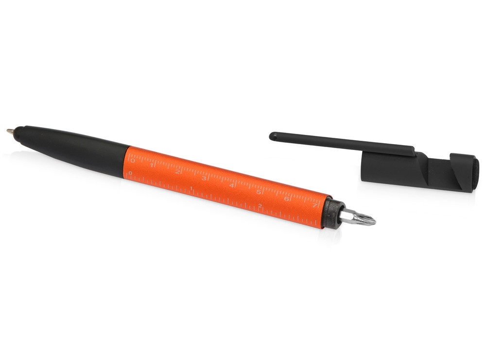 Ручка-стилус металлическая шариковая многофункциональная (6 функций) Multy, оранжевый - фото 6 - id-p111788951