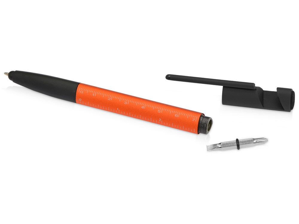 Ручка-стилус металлическая шариковая многофункциональная (6 функций) Multy, оранжевый - фото 7 - id-p111788951