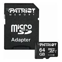 Карта памяти MicroSD Patriot LX microSDXC  64GB  PSF64GMCSDXC10  Class 10  UHS-I  + adapter SD