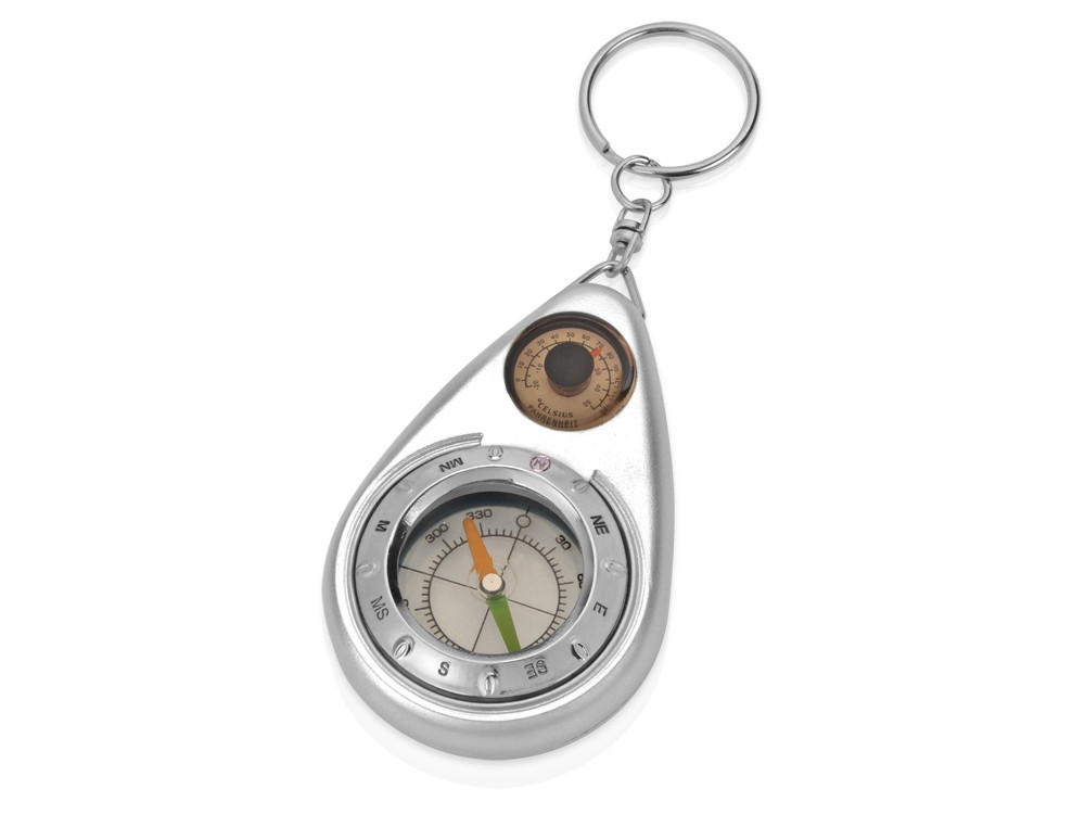 Брелок-компас с термометром, серебристый - фото 1 - id-p111833456