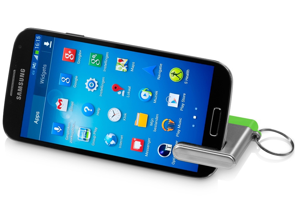 Подставка-брелок для мобильного телефона GoGo, серебристый/зеленый - фото 2 - id-p111833497