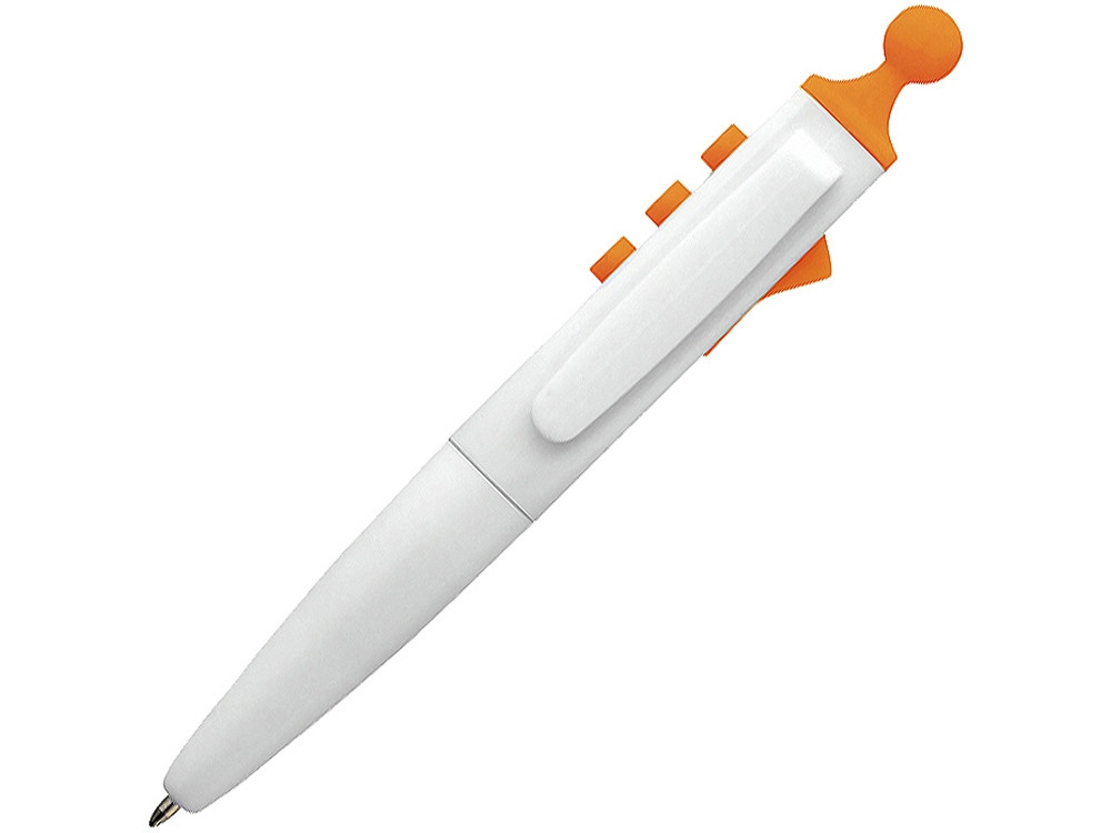 Ручка шариковая Clic Pen, белый/оранжевый - фото 1 - id-p111834322