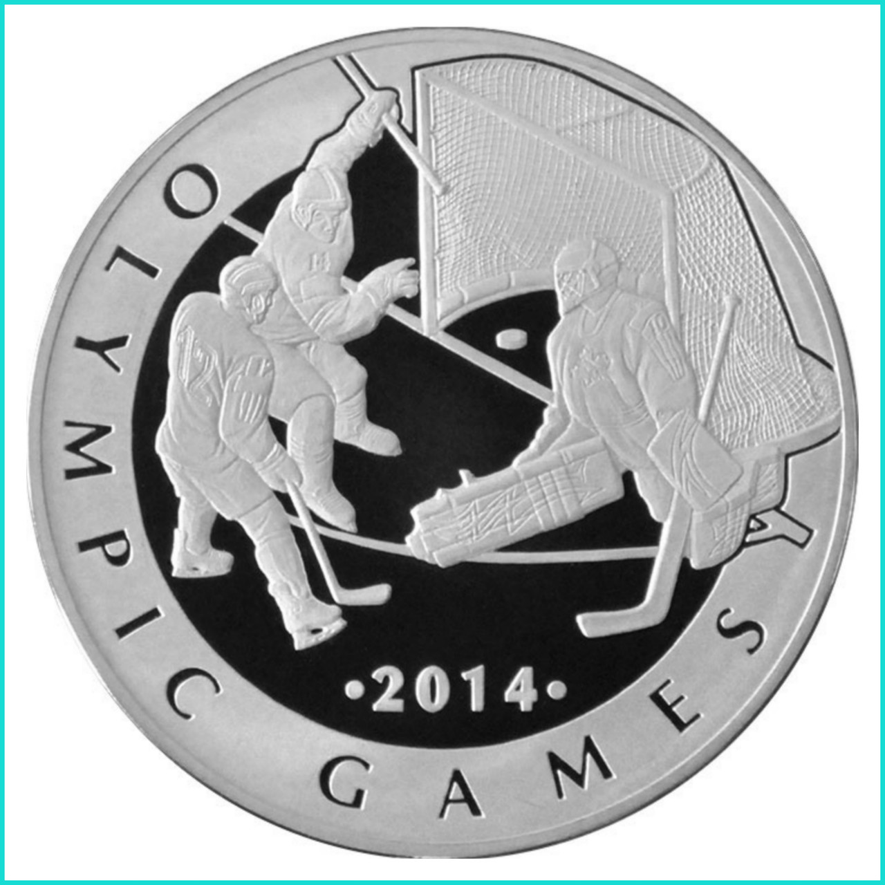Монета "Хоккей с шайбой. Олимпийские игры 2014" 100 тенге Казахстан (Серебро 925) - фото 1 - id-p111841466