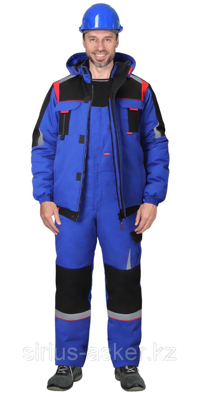 Костюм СИРИУС-СТАН зимний: куртка, п/к васильковый с черным и красным, фото 1