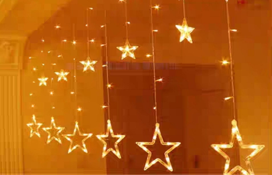 Гирлянда с подвесками  "Звезды", 2,5*0,8*0,45 м, теплый свет