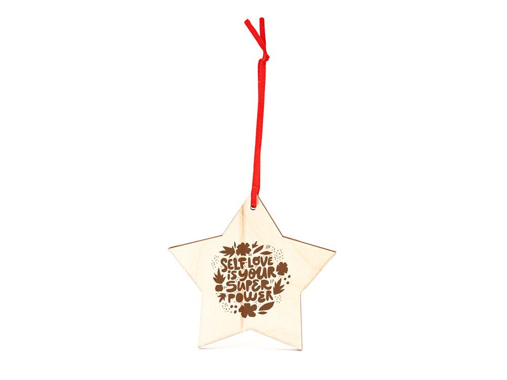 Деревянное новогоднее украшение JINGLE, звезда, натуральный - фото 1 - id-p111843433
