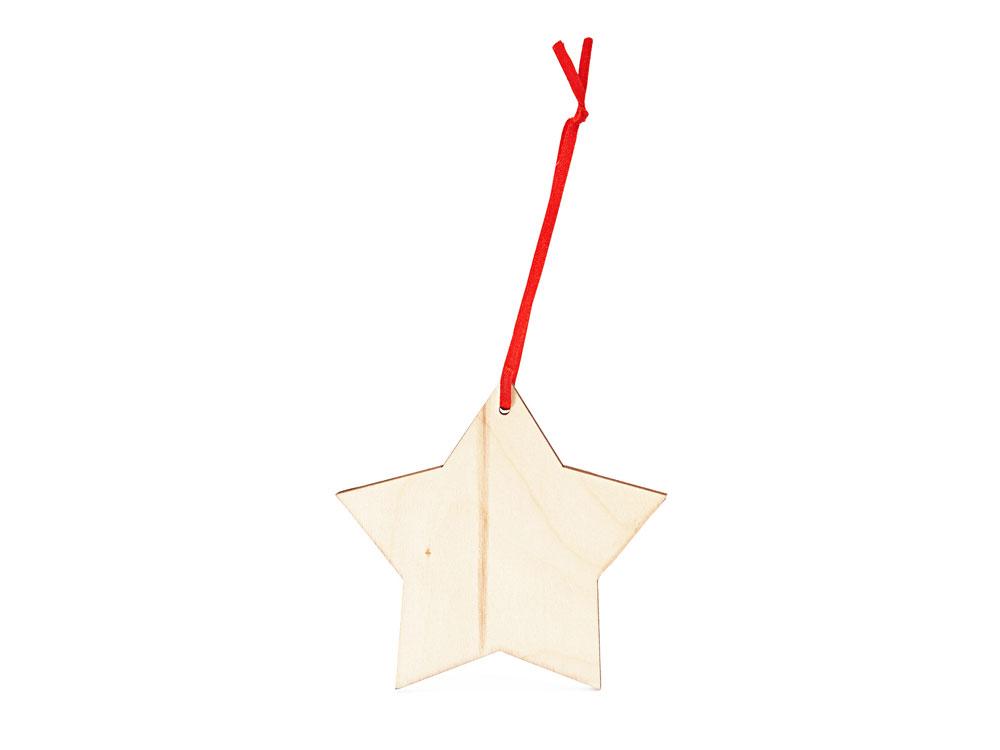 Деревянное новогоднее украшение JINGLE, звезда, натуральный - фото 5 - id-p111843433
