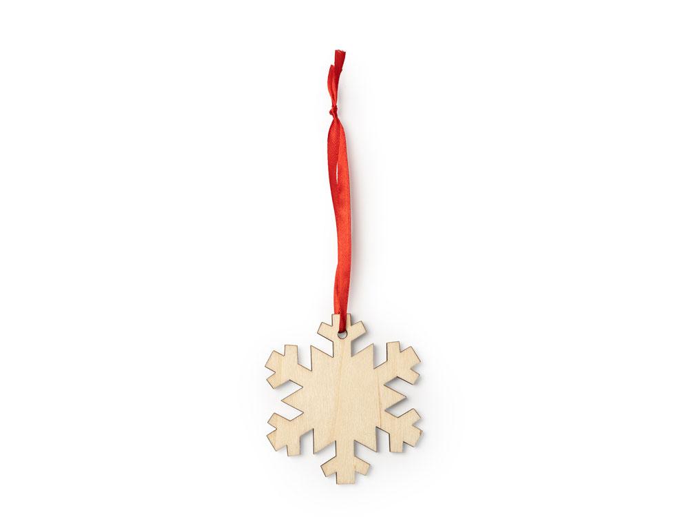 Деревянное новогоднее украшение JINGLE, снежинка, натуральный - фото 1 - id-p111843435