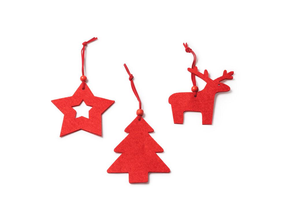 Набор рождественских украшений из фетра CAROL (звезда, елка, олень), красный - фото 1 - id-p111843441