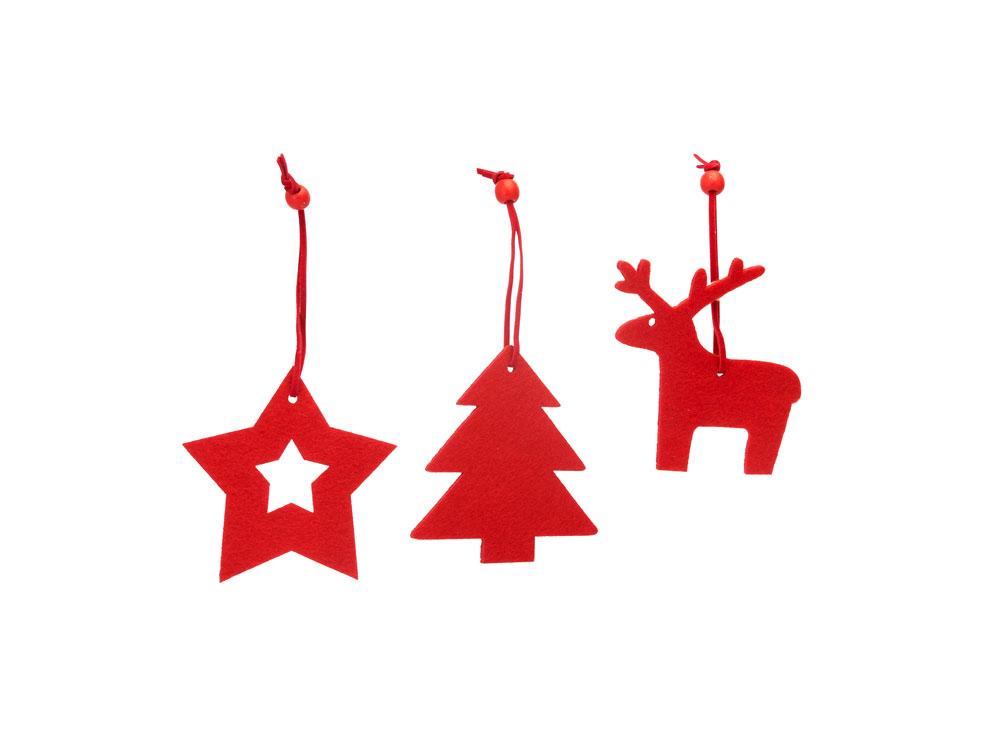 Набор рождественских украшений из фетра CAROL (звезда, елка, олень), красный - фото 5 - id-p111843441