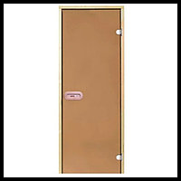 Дверь для русской бани Harvia STG 7х19 (размер = 70х190 см, короб - сосна, стекло - бронза, ручка - защелка)