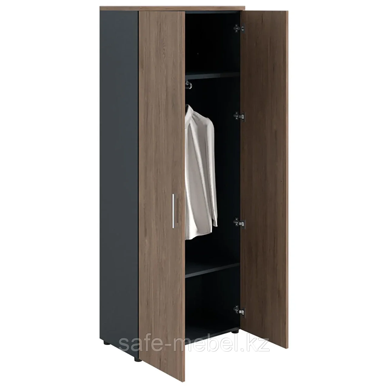Шкаф NW 2080L гардеробный закрытый темный орех/антрацит - фото 1 - id-p111850340