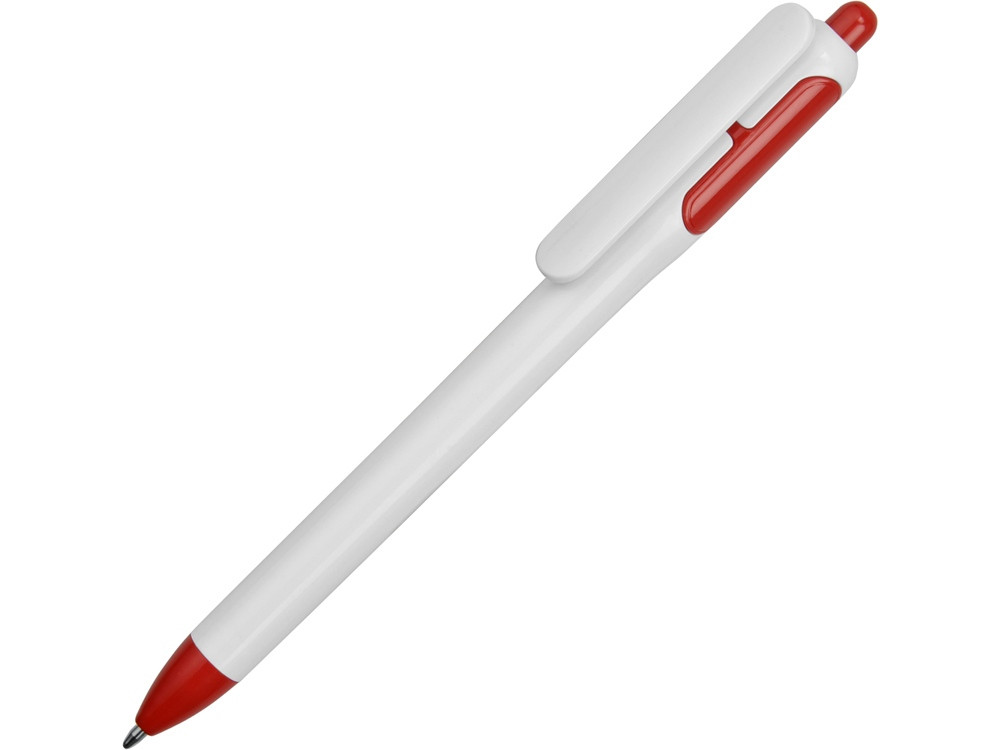 Ручка шариковая, ручка шариковая с белым корпусом и цветными вставками, белый/красный - фото 1 - id-p111850872