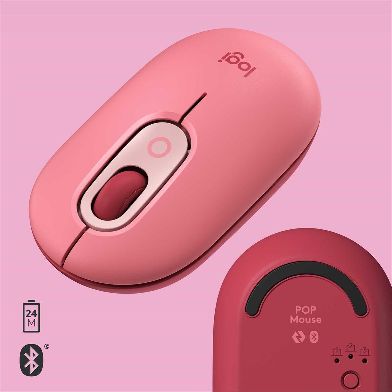 Logitech 910-006548 Мышь беспроводная POP Bluetooth Mouse Heartbreaker Rose - фото 2 - id-p111851310