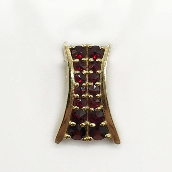 Кулон из позолоченного серебра с природным богемским гранатом, фото 1