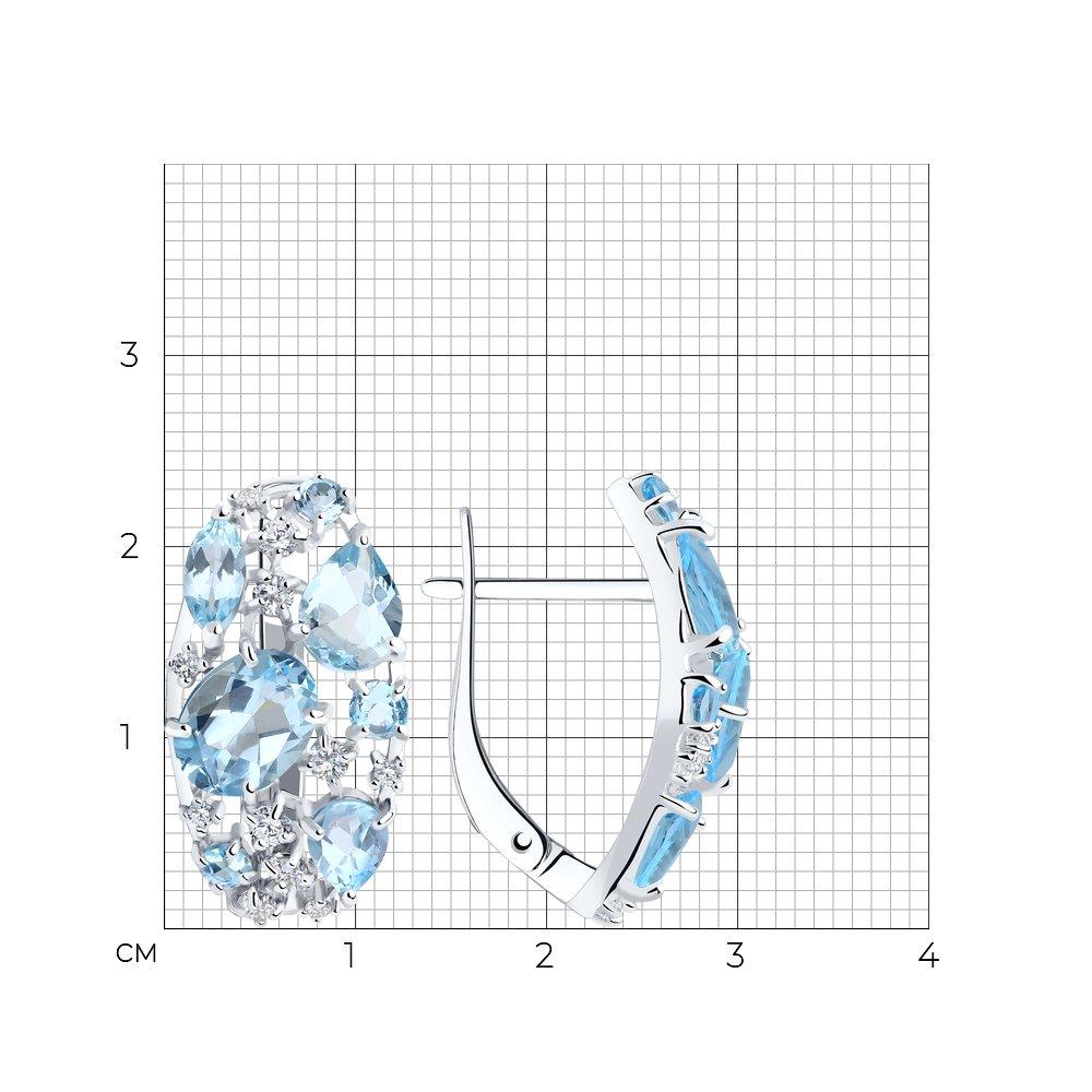 Серьги из серебра с натуральным топазом и фианитами - фото 2 - id-p111854699
