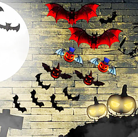 Набор наклеек для Хэллоуина Летучие мыши 12 шт