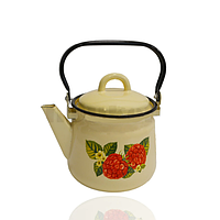 Чайник для кипячения воды эмалированный 1,5 литра с рисунком малины