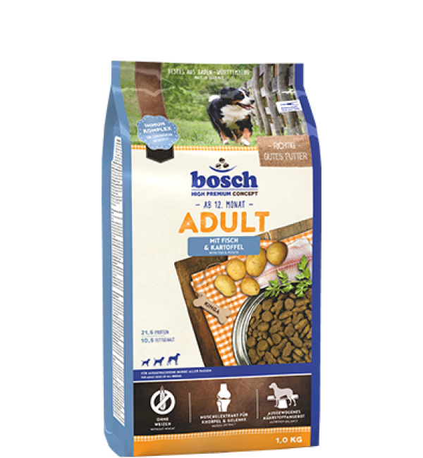 Корм Bosch Adult Fish & Potato Рыба и картофель (вес уп 15 кг) - фото 1 - id-p111857235