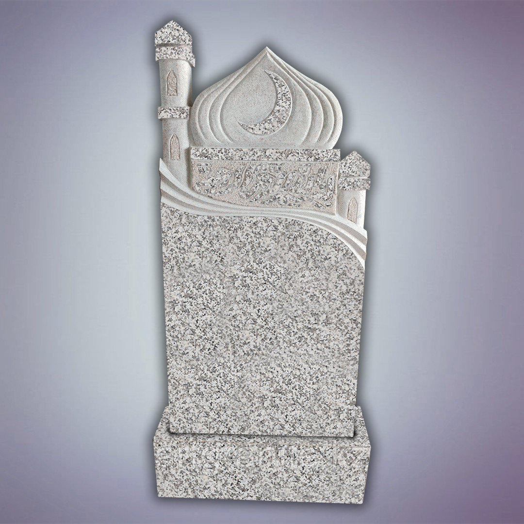 Памятник из Васильевского гранита, мусульманский, с мечетью, Белый - фото 1 - id-p111862026