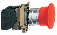 Кнопка аварийного останова, металл, красный грибовидный, Ø40, Ø22, "тяни-толкай", 1 НО+1 НЗ XB4BT845