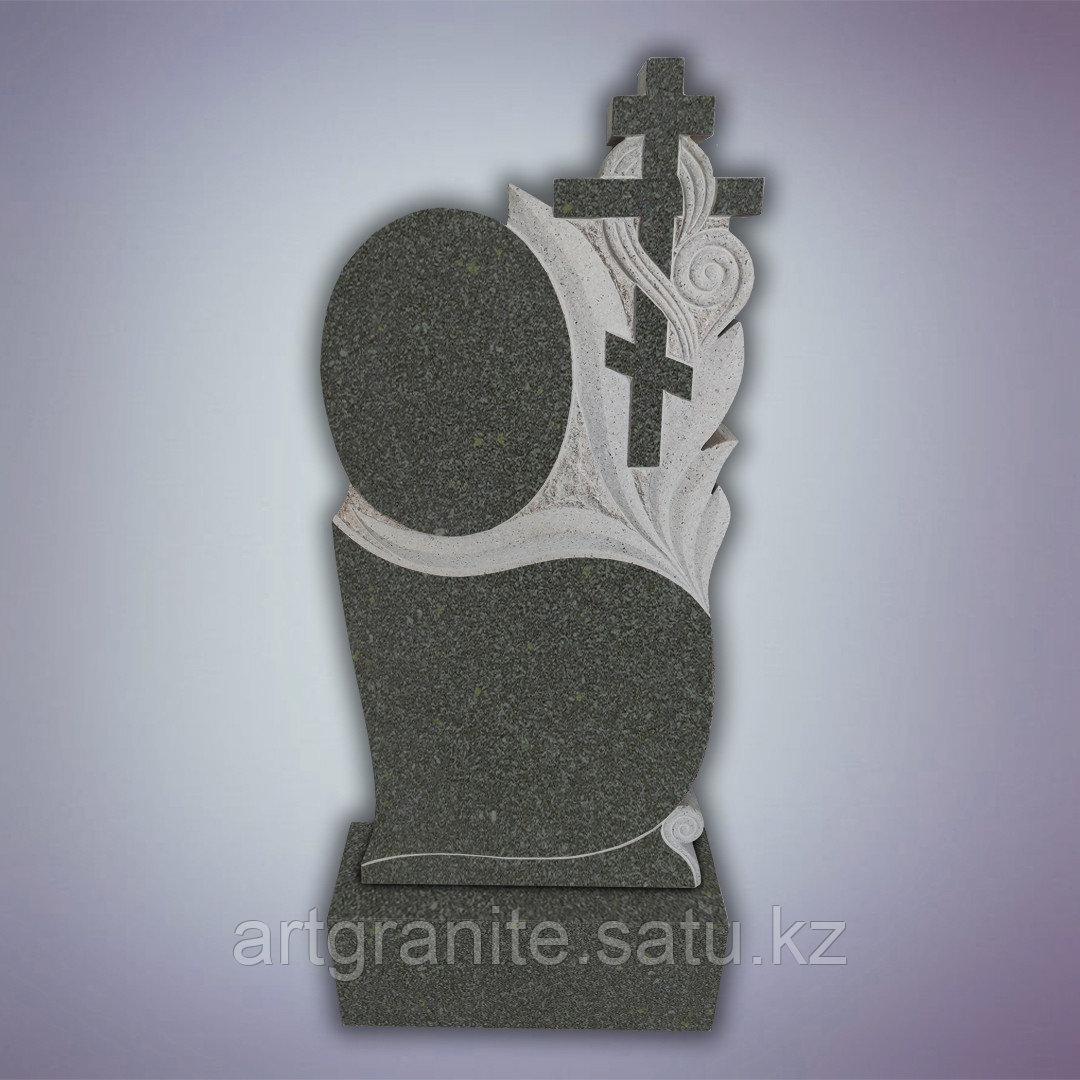 Памятник из Долерита, с крестом, черно-зеленый - фото 1 - id-p111873434