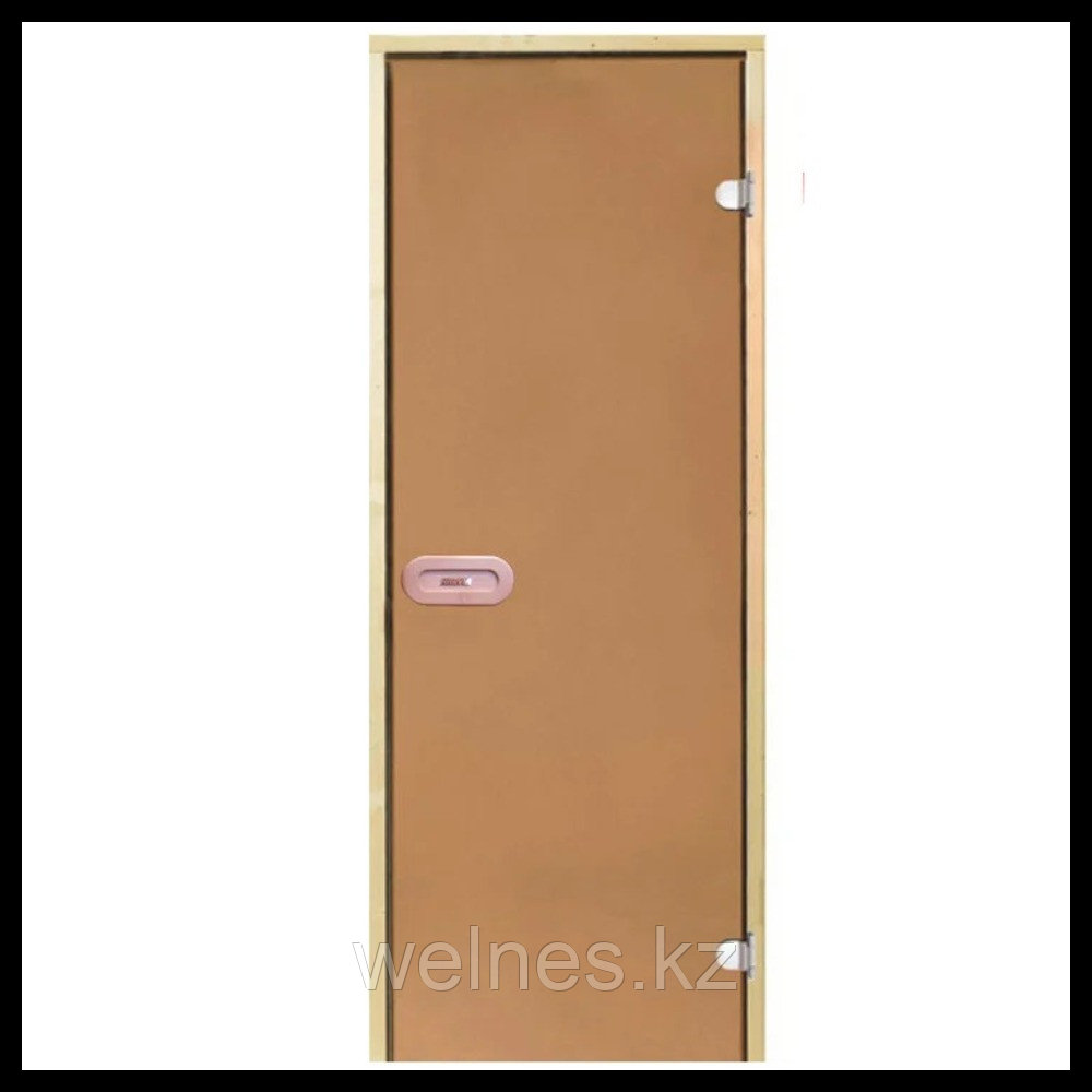 Дверь Harvia STG 8х19 для финской сауны (размер = 80х190 см, короб - сосна, стекло - бронза, ручка - защелка)