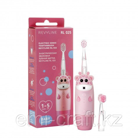 Детская электрическая звуковая зубная щетка RL025, цвет розовый - фото 1 - id-p110883829