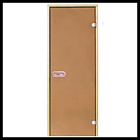 Дверь Harvia STG 7х19 для финской сауны (размер = 70х190 см, короб - ольха, стекло - бронза, ручка - защелка)