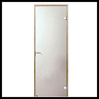 Дверь Harvia STG 7х19 сатин для финской сауны (размер = 70х190 см, короб-сосна, стекло-матовое, ручка-магнит)