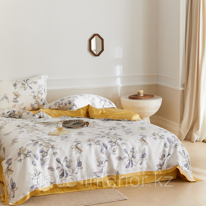 Комплект полуторного постельного белья из тенселя с цветочным принтом - фото 9 - id-p103822063