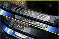 Накладки на пластиковые пороги (лист шлифованный надпись GS5) 4шт ТСС для Gac GS5 1.5T 2WD 2020-