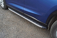 Пороги алюминиевые с пластиковой накладкой (карбон серые) 1720 мм ТСС для Gac GS5 1.5T 2WD 2020-