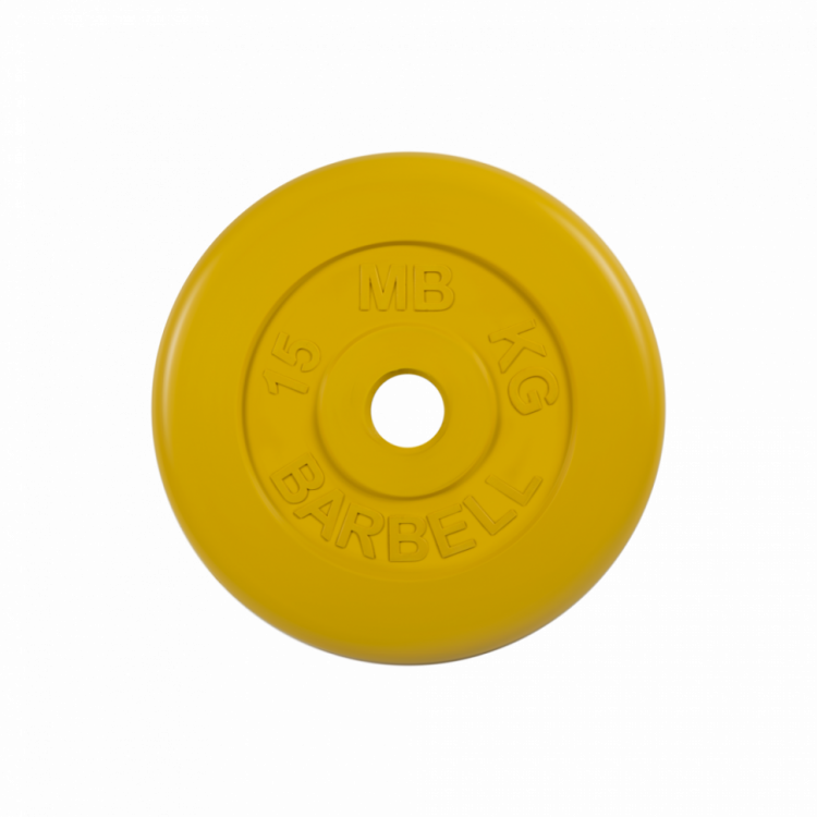 Диски обрезиненные MB Barbell d51 мм (15 кг - желтый) - фото 5 - id-p98290403