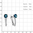 Серьги классика из серебра  Топаз Лондон Блю  Фианит Aquamarine 4406208А.5 покрыто  родием, фото 2