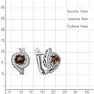 Серьги классика из серебра  Кварц дымчатый  Фианит Aquamarine 4297701А.5 покрыто  родием, фото 2
