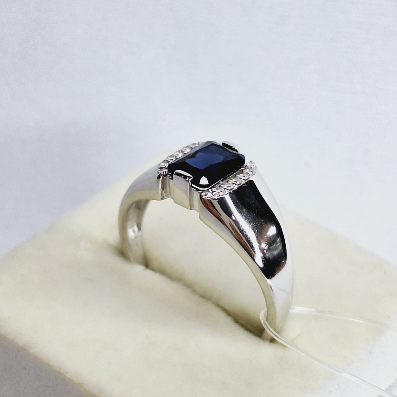 Серебряное кольцо Фианит Наносапфир Aquamarine 68428АБ.5 покрыто родием коллекц. Клеопатра - фото 2 - id-p64645911