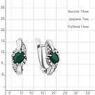 Серебряные серьги с агатом зелёным Aquamarine 4723409А.5 покрыто  родием с английским замком, фото 2