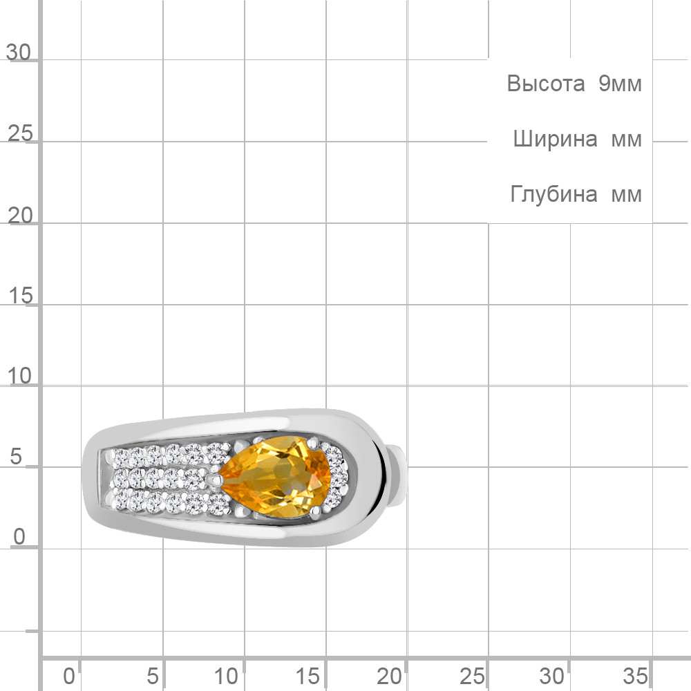 Кольцо из серебра Цитрин Фианит Aquamarine 6969006А.5 покрыто родием - фото 2 - id-p103072408