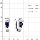 Серьги классика из серебра  Фианит  Наносапфир Aquamarine 48448Б.5 покрыто  родием коллекц. Клеопатра, фото 2