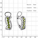 Серьги серебряные классические Хризолит Фианит Aquamarine 4509407А.5, фото 5