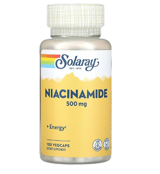Solaray, Никотинамид, 500 мг, 100 капсул с оболочкой из ингредиентов растительного происхождения